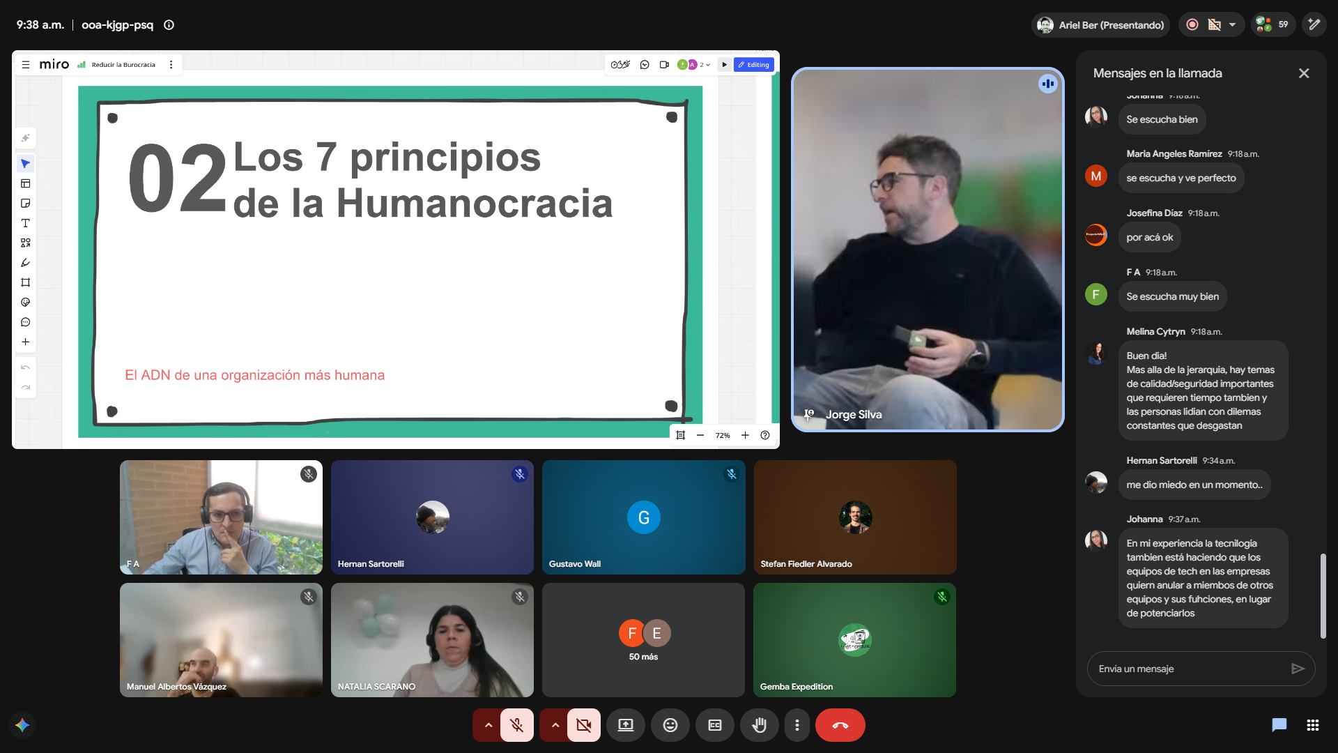 Momento de conversación durante el webinar